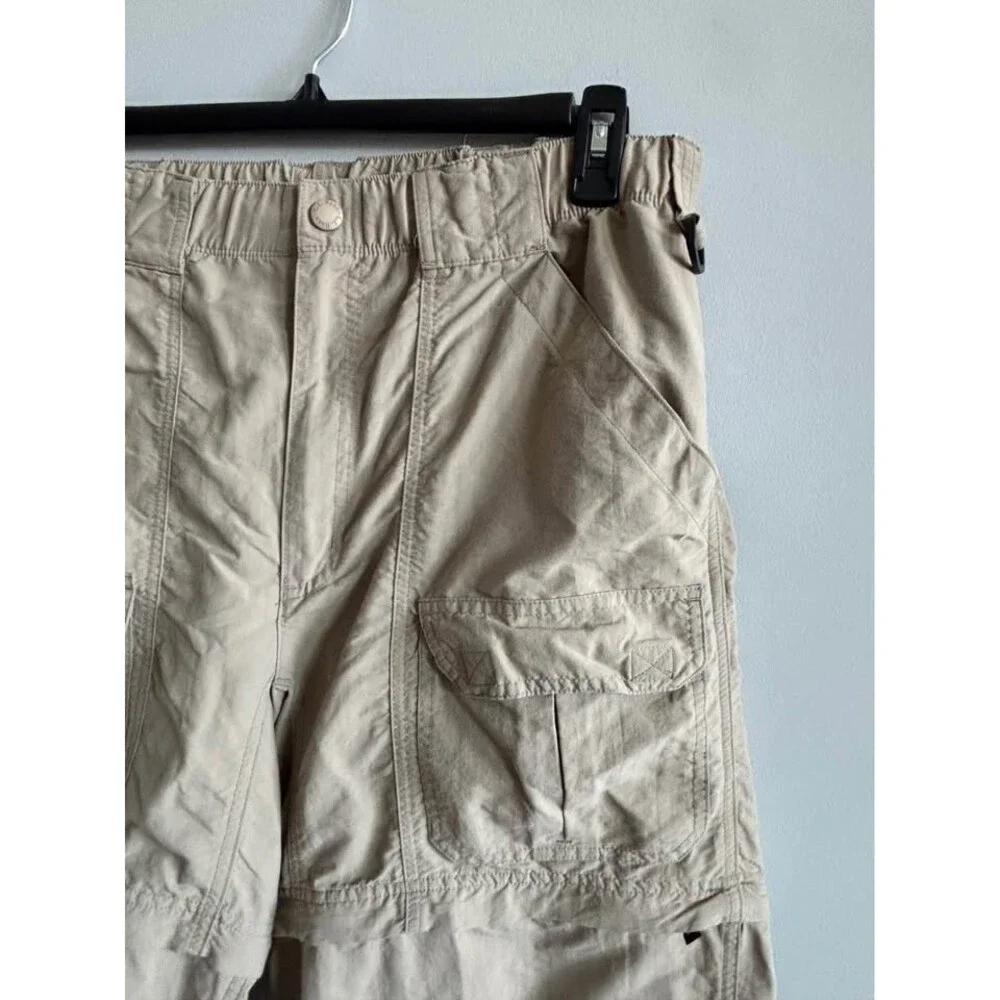 LL Bean Convertible Hiking Pants Khaki Beige Cargo Zip Off Shorts Womens 16